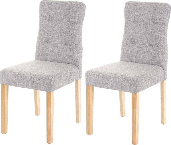 Set di 2 sedie da pranzo HWC-E58, sedia da pranzo ~ tessuto/tessuto grigio, gambe leggere