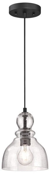 Lampada a sospensione a fiamma singola Fiona in bronzo oliato con vetro trasparente anticato