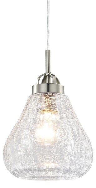 Lampada a sospensione in nichel spazzolato / vetro trasparente testurizzato con 1 sorgente luminosa