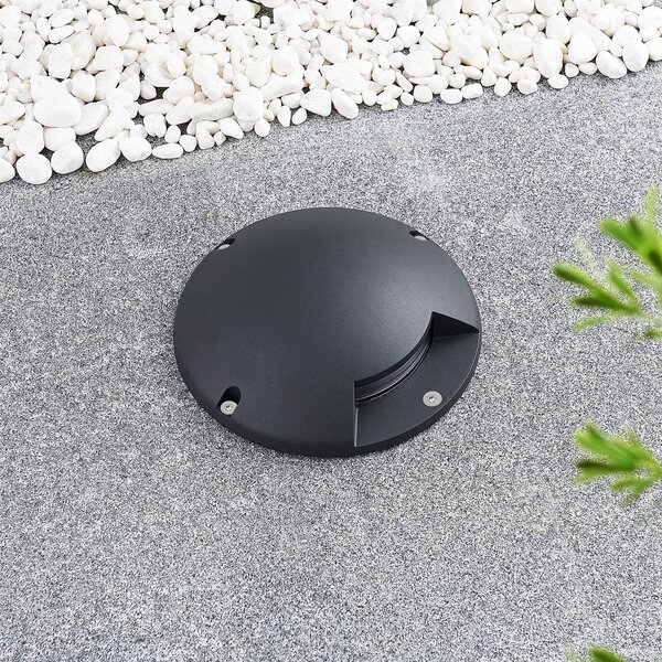 Lindby Faretto da pavimento a LED Cormac, 1 luce, Ø 21 cm, IP67 Cormac, Nero, Alluminio, Moderno, Lampada LED da esterni