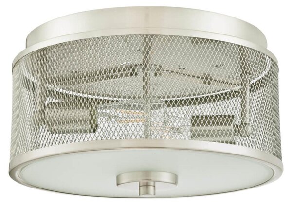 Plafoniera Morrison in nichel spazzolato con 2 sorgenti luminose