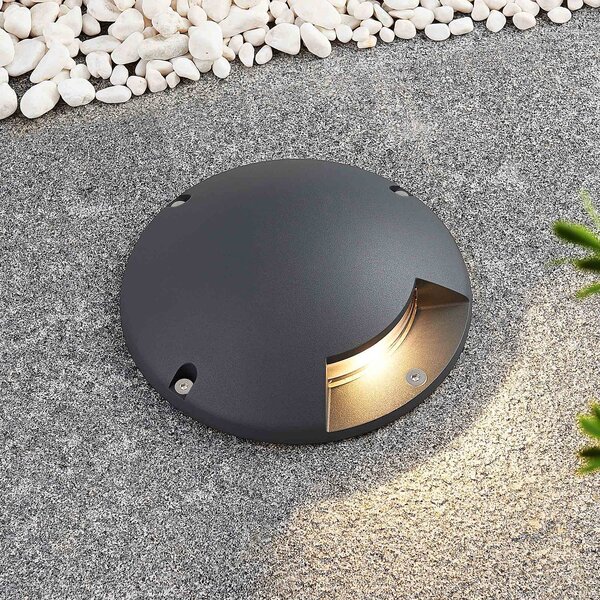 Lindby Faretto da pavimento a LED Cormac, 1 luce, Ø 21 cm, IP67 Cormac, Nero, Alluminio, Moderno, Lampada LED da esterni