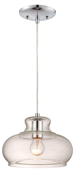 Lampada a sospensione cromo / vetro trasparente Maxi con 1 sorgente luminosa