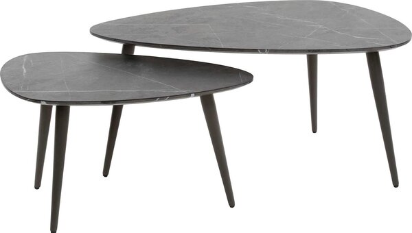 Mariola Set di 2 tavolini 80x44 cm-nero-marrone