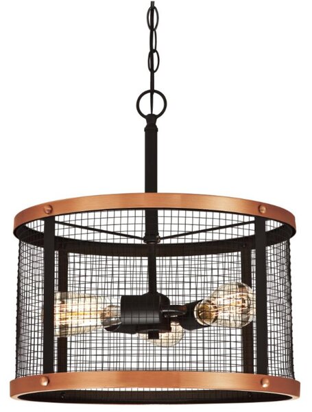 Lampada a sospensione a tre luci Emelie in bronzo oliato