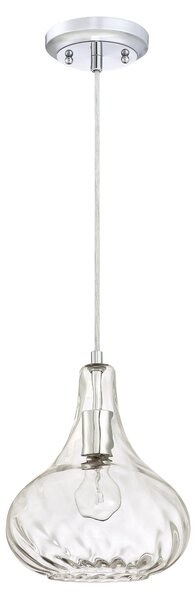 Lampada a sospensione a luce singola in vetro martellato cromo