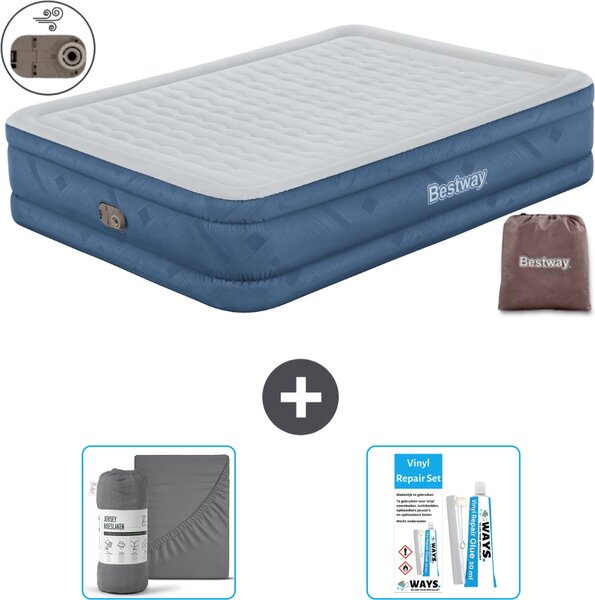 Materasso gonfiabile Bestway - 2 persone - 152 x 203 x 46 cm - Grigio - Accessori inclusi