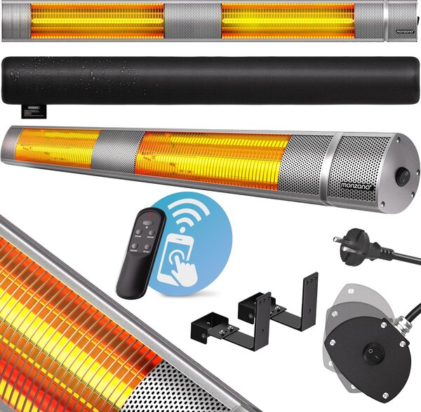MONZANA® Stufa Elettrica a Infrarossi 3 Livelli di Calore 3000W Inclinabile di 90° Telecomando App IP55 Stufetta Fungo
