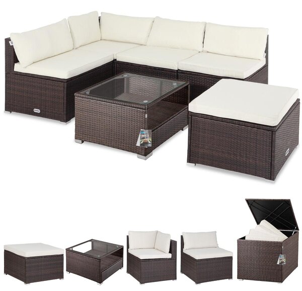 CASARIA® Lounge Tavolo da Giardino Set Polyrattan Mobili da Esterno Inclusi Cuscini 318L Gruppo di Seduta Terrazza Balcone Salottino Outdoor