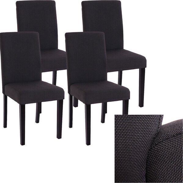 Set di 4 sedie per sala da pranzo Sedia da cucina Littau ~ tessuto, nero, gambe scure