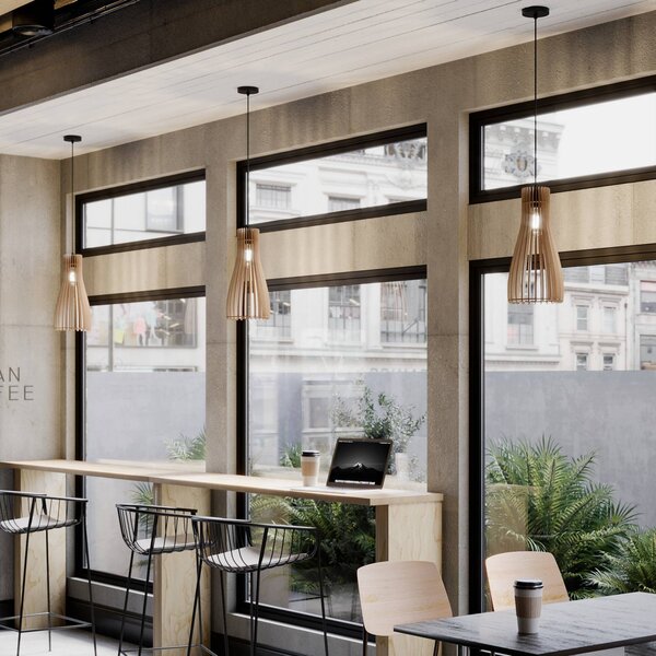 Lampada a sospensione Furn Envostar, dimmerabile, Legno chiaro, Soggiorno / Sala da pranzo, Legno, Scandinavo, Lampada a sospensione