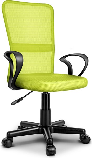 TRESKO sedia da ufficio verde chiaro sedia da scrivania girevole, con braccioli e rotelle in plastica, regolabile in altezza in continuo, sedile imbottito, ergonomica
