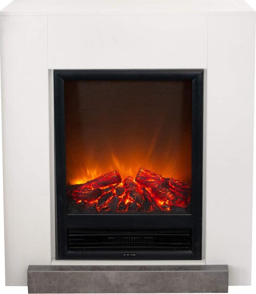 Caminetto elettrico Xaralyn - Hamar - legno bianco - 1300 Watt di riscaldamento - con telecomando - caminetto da incasso incluso - caminetto decorativo