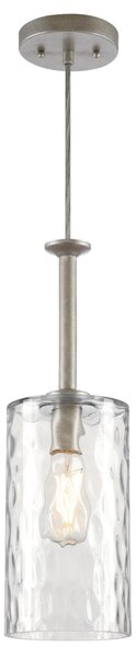 Lampada a sospensione a fiamma singola Hernando acciaio industriale / vetro trasparente martellato