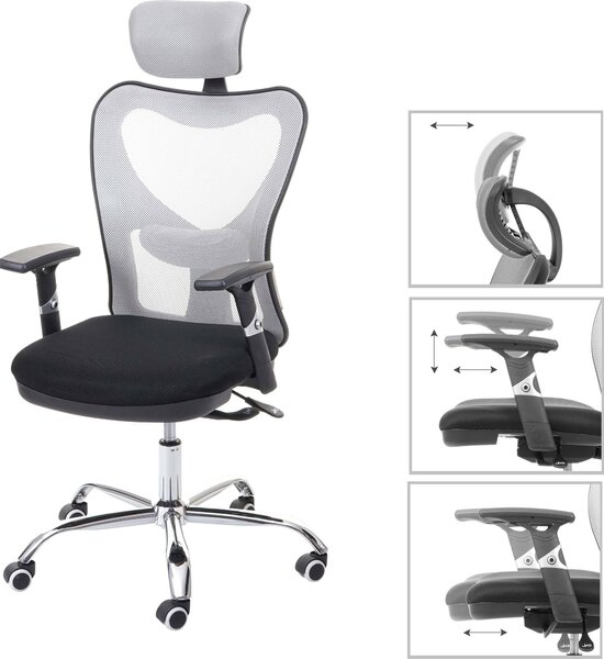 Sedia da ufficio HWC-F13, sedia da scrivania girevole, funzione scorrevole portata 150 kg tessuto/tessuto ~ nero/grigio