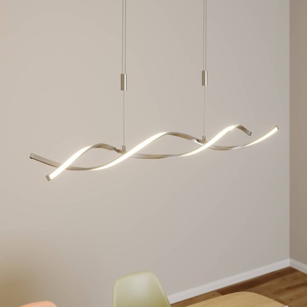 Lindby lampada LED a sospensione Auron, color nichel, metallo, dimmerabile Auron Lindby,, Alluminio / Grigio / Zincato, Soggiorno / Sala da pranzo, Plastica, Moderno