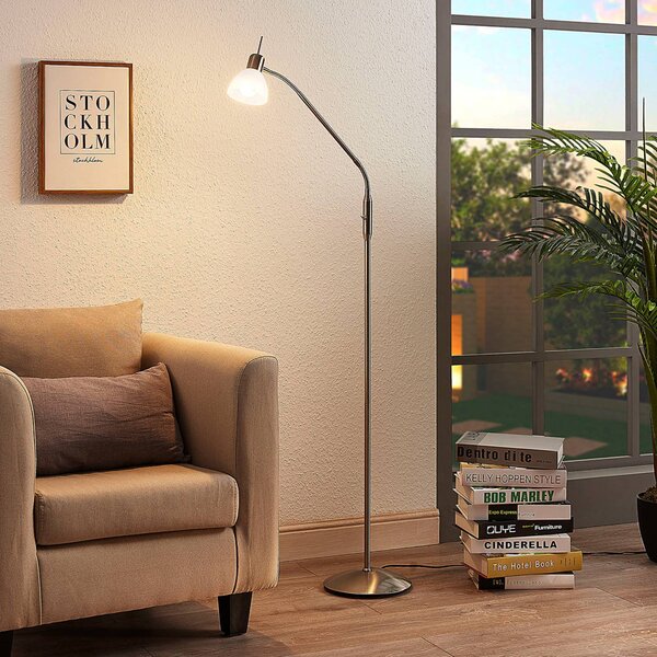 Lampada da terra Gwendolin Lindby, Alluminio / Grigio / Zincato, Soggiorno / Sala da pranzo, Metallo, Moderno, Lampada da terra