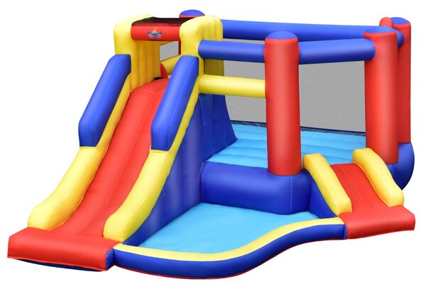Costway Castello gonfiabile con scivolo lungo e borsa di trasporto, Centro attività gonfiabile per bambini per cortile