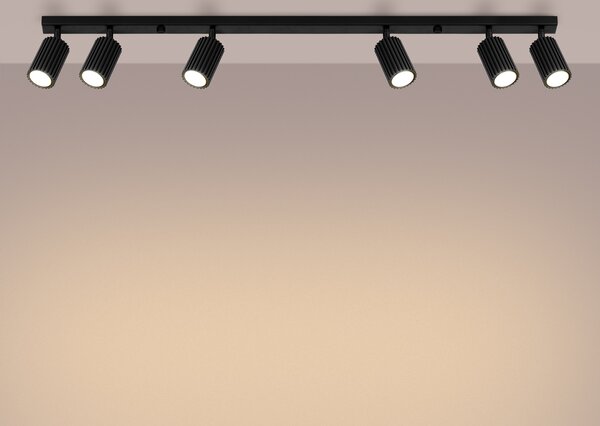 Lampada da soffitto KARBON 6L nero 6xGU10 10W alluminio 16.5x6.5x117cm Sollux Lighting