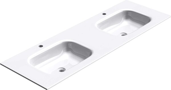 Doporro Lavabo da Incasso 120 cm Doppia Vasca in Marmoresina Bianco Lucido, Lavabo Bagno Integrale Soprapiano con Troppopieno Colossum04