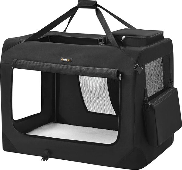 Feandrea Cassa pieghevole per cani, Box per trasporto cani, XXXL, Borsa per cani, Tessuto Oxford, Rete, Traspirante, Portatile, Struttura in metallo, con maniglie, Tasche