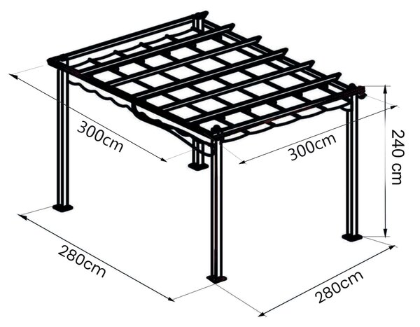 ARON - gazebo da giardino 3 x 3 m