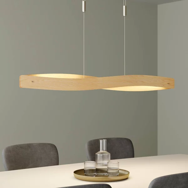 Lampada a sospensione Lian Quitani, dimmerabile, Legno chiaro, Soggiorno / Sala da pranzo, Legno, Design, Lampada a sospensione