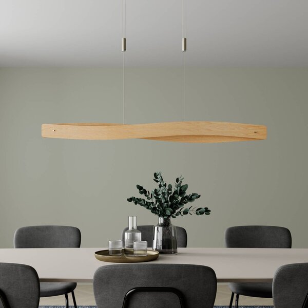 Lampada a sospensione Lian Quitani, dimmerabile, Legno chiaro, Soggiorno / Sala da pranzo, Legno, Design, Lampada a sospensione