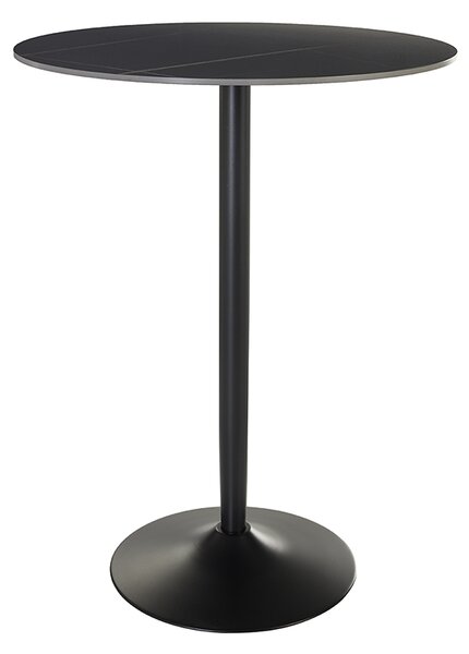 Tavolo alto design rotondo in ceramica nera e metallo D80 cm MALOU