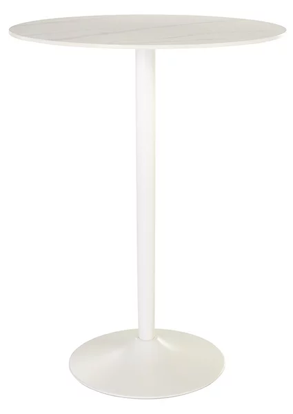 Tavolo alto di design rotondo in ceramica bianca e metallo D80 cm MALOU