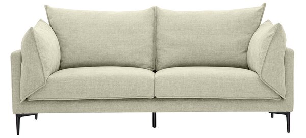 Divano design 3 posti in tessuto effetto velluto testurizzato beige e metallo nero MARIUS