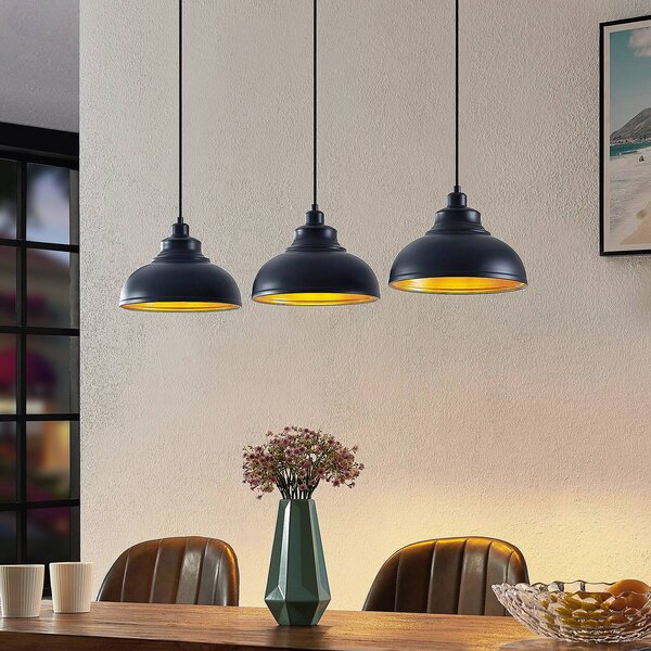 Lampada a sospensione Emna Lindby, dimmerabile, Nero, Soggiorno / Sala da pranzo, Metallo, Vintage, Lampada a sospensione
