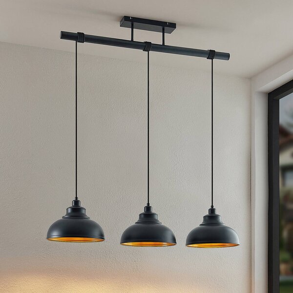 Lampada a sospensione Emna Lindby, dimmerabile, Nero, Soggiorno / Sala da pranzo, Metallo, Vintage, Lampada a sospensione