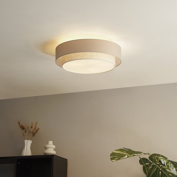 Plafoniera moderna beige 50cm 3 luci - Drum Duo