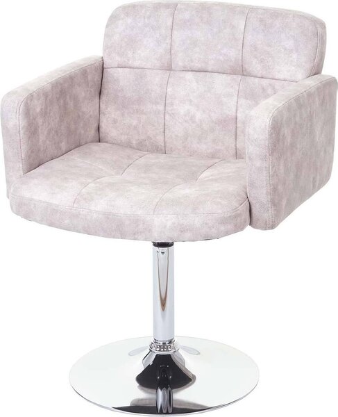 Sedia da pranzo Orlando, sedia girevole, Similcuoio scamosciata cromata certificata MVG ~ vintage grigio chiaro
