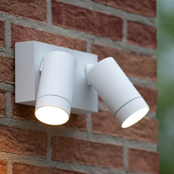 Lucide Faretto da parete per esterni Taylor Sensor, a 2 luci, bianco Taylor, dimmerabile, Bianco / Opale, Alluminio, Moderno