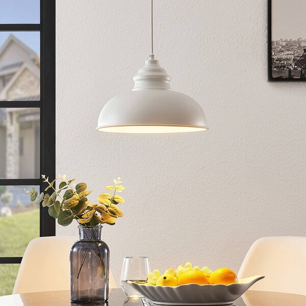 Lampada a sospensione Cliona Lindby, dimmerabile, Bianco / Opale, Soggiorno / Sala da pranzo, Metallo, Vintage, Lampada a sospensione