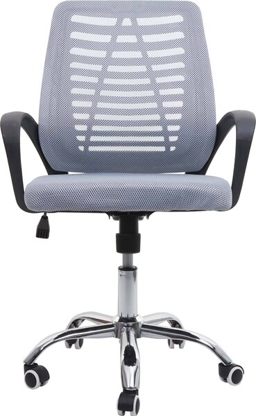 Sedia da ufficio HWC-L44, sedia da scrivania per computer, schienale ergonomico, rivestimento in rete in tessuto/tessuto ~ grigio