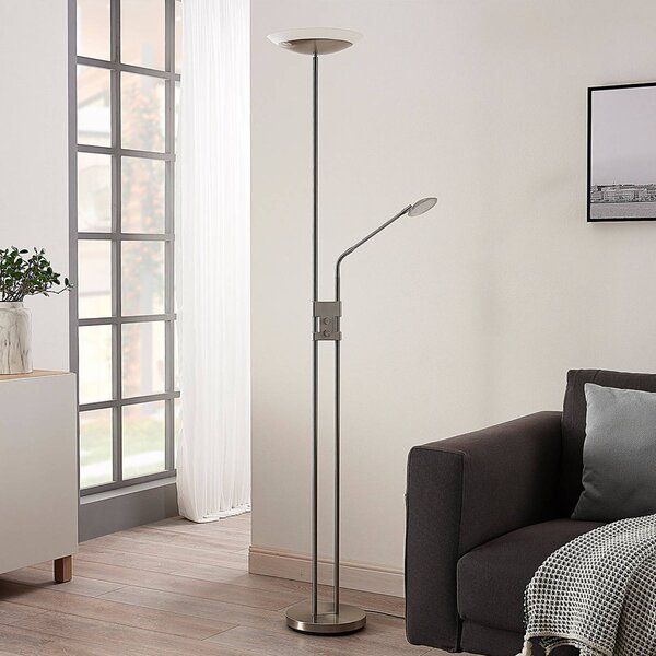 Lampada da terra con luce lettura Jonne Lindby, dimmerabile, Alluminio / Grigio / Zincato, Soggiorno / Sala da pranzo, Metallo, Moderno, Lampada LED da terra