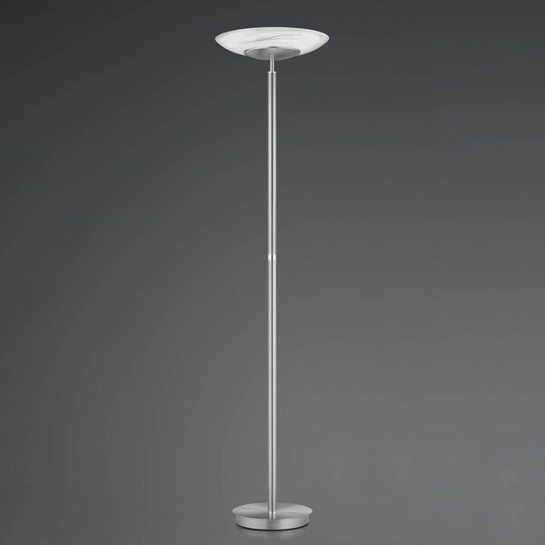 HELL Lampada da terra con luce lettura Findus, dimmerabile, Alluminio / Grigio / Zincato, Soggiorno / Sala da pranzo, Metallo, Moderno, Lampada LED da terra