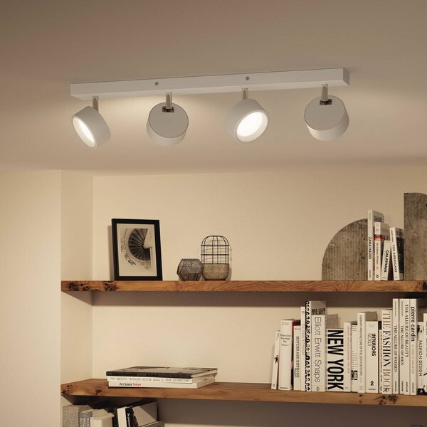 Philips Bracia faretto da soffitto LED a 4 luci, bianco, Bianco / Opale, Soggiorno / Sala da pranzo, Alluminio, Moderno