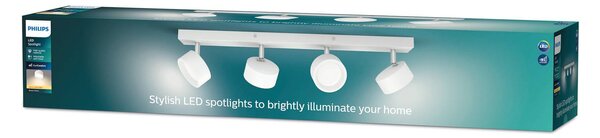 Philips Bracia faretto da soffitto LED a 4 luci, bianco, Bianco / Opale, Soggiorno / Sala da pranzo, Alluminio, Moderno