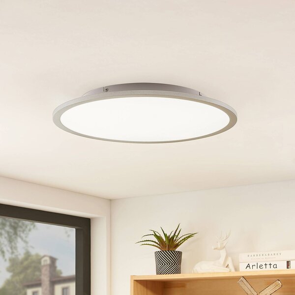 Plafoniera a LED Narima Lindby, Alluminio / Grigio / Zincato, Cucina, Plastica, Moderno, Plafoniera LED