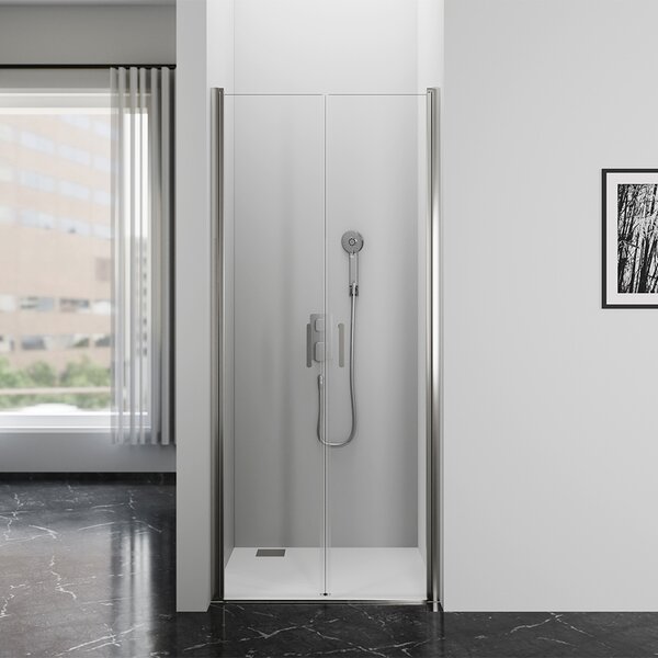 Porta doccia 90cm MARWELL BRIGHT cromo porta doccia a doppio battente - 80x195cm - installazione reversibile - profilo a parete regolabile - profili in alluminio di alta qualità
