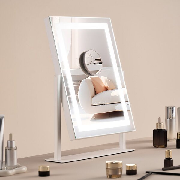 Specchio Hollywood per il trucco - specchio cosmetico 3 colori - 406x296 mm - ruotabile a 360° - accessori cosmetici per il trucco