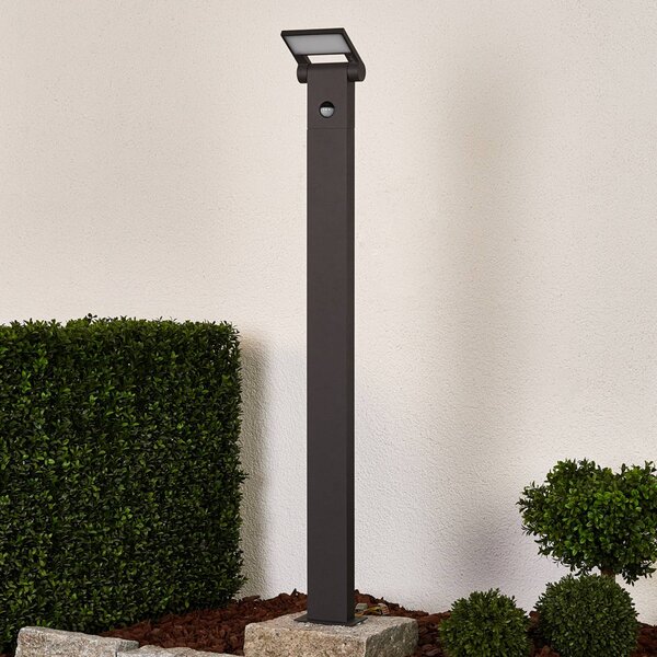 Lampione a LED Marius con sensore, 100 cm Lucande, Nero, Alluminio, Moderno