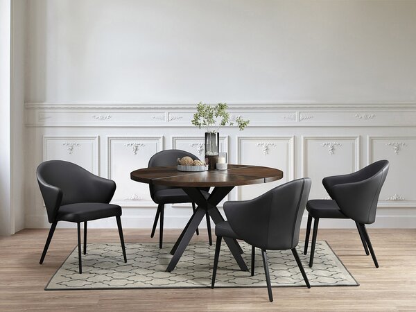 Sedia con braccioli in Pelle e Acciaio Nero - MIBELLY della MAISON CÉPHY