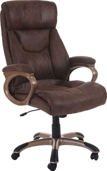 Sedia da ufficio Dallas, sedia girevole da scrivania, sedia executive, certificata ~ look scamosciato taupe-marrone