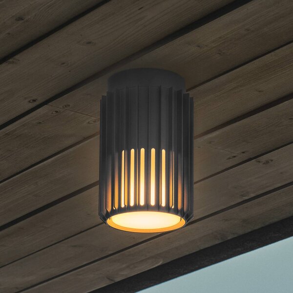 Nordlux Plafoniera da esterno Aludra, IP54, antracite, alluminio dimmerabile, Alluminio / Grigio / Zincato, Alluminio, Design, Plafoniera
