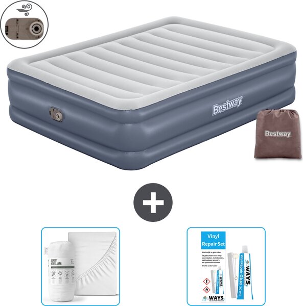 Materasso gonfiabile Bestway - 2 persone - 152 x 203 x 51 cm - Grigio - Accessori inclusi